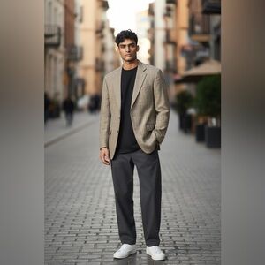 Burberry Men's Khaki Plaid Wool 'Kensington' Blazer USA-Size: 40 +COA (FLAW)